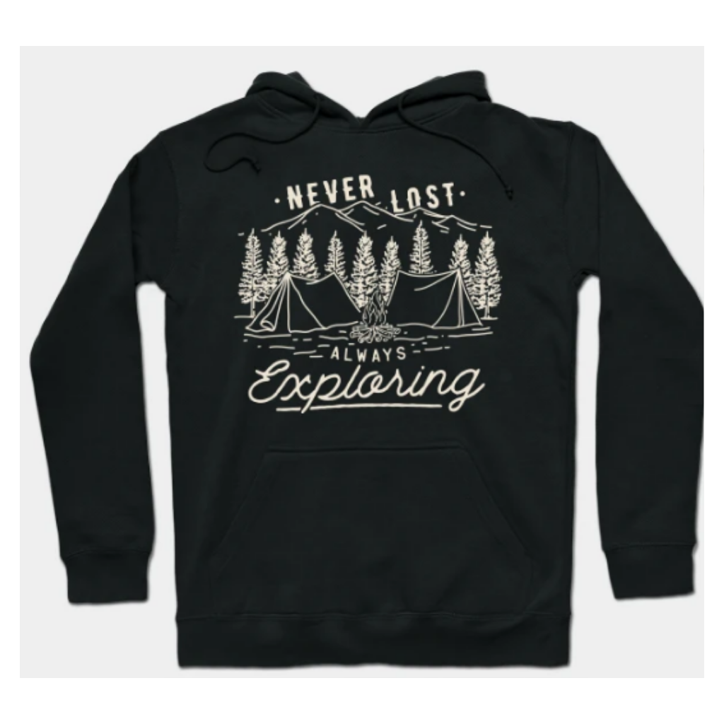 camping images on a hoodie